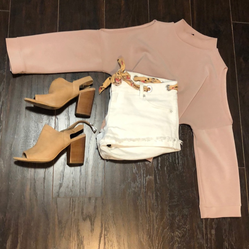 Le Chateau sling back, peep toe, suede, slide